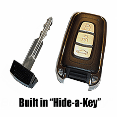 Built-in Hide-a-Key blade inside iKey fob