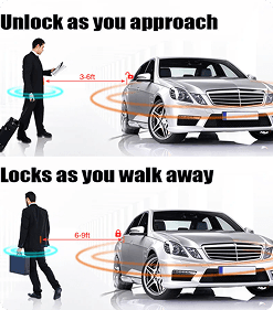 Unlock as you approach and lock as you walk away — passive keyless entry demonstration
